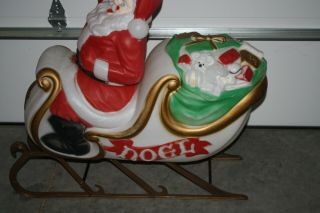 VTG Empire Santa in Sleigh Lighted Blow Mold Christmas Yard Decor 3