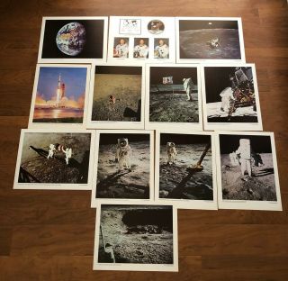 Official 1969 Nasa Photos 11x14 Apollo 11 Lithographs 12 Prints Complete Set Vtg