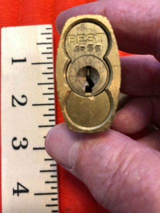 Vintage Best brass padlock lock with key Champlin 3