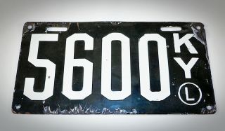 1911 Kentucky Type L Porcelain License Plate 5600 Extremely Rare