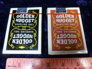 2 Vintage Red Black Golden Nugget Gambling Hall Playing Card Decks Casino