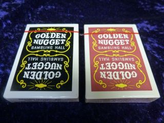 2 Vintage Red Black GOLDEN NUGGET Gambling Hall Playing CARD Decks CASINO 5