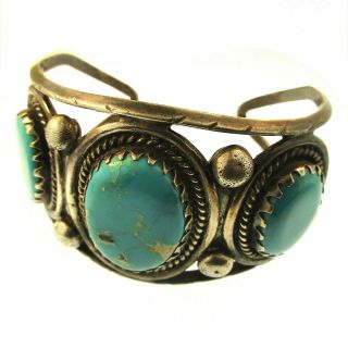 Mc Navajo Cuff Bracelet Turquoise Sterling Silver Vtg Fred Harvey Era Old Pawn