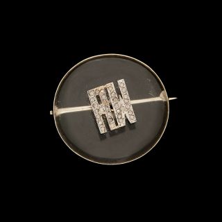 Antique Vintage Deco 18k Gold Platinum Pools of Light Diamond Signet Pin Brooch 2