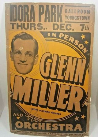 Vintage Glenn Miller & His Orchestra Performance Advertising Poster Youngstown
