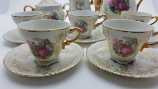Vintage Pottery Porcelain Victorian Lovers Tea/ Coffee Set Japan 15 Piece Set 2