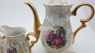 Vintage Pottery Porcelain Victorian Lovers Tea/ Coffee Set Japan 15 Piece Set 3