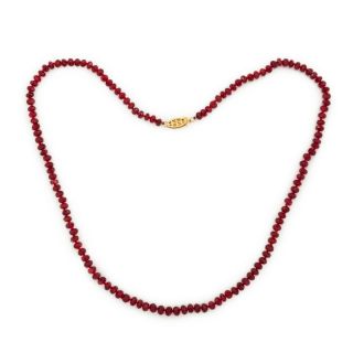 Antique Vintage Deco Retro 14k Yellow Gold 82 Cts Red Ruby Faceted Bead Necklace 2