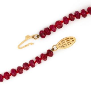 Antique Vintage Deco Retro 14k Yellow Gold 82 Cts Red Ruby Faceted Bead Necklace 3