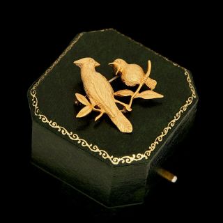 Antique Vintage Art Deco Mid Century 14k Gold Krementz Figural Bird Pin Brooch