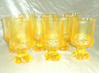 Tiffin Franciscan Madeira Cornsilk Yellow Glass Goblets Set Of 9 Vintage Glasses