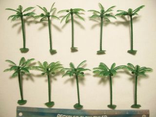 10 Marx Green Coconut Palm Trees 3 Inch Ho 1/72 1/32 54mm 60mm Plastic Playset