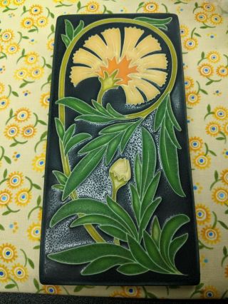 Vintage Motawi Tile " Carnation " 4 " X 8 " Tile Gold And Salmon 4893 Gd
