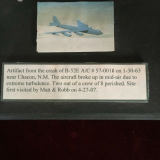 Rare Mounted Latch Artifact from B - 52E 57 - 0018 - 1 - 30 - 63 crash nr Chacon,  N.  M. 2