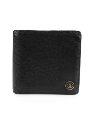 Chanel Womens Vintage Cc Small Flap Card Wallet Black