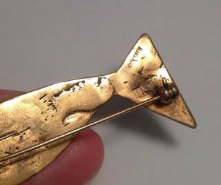 Vintage Jewellery Rare Designer Piece Brass Fish Brooch By Elisabeth Riveiro 8