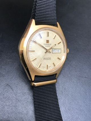 Men ' s Vintage Tissot SWISS MADE SEASTAR Automatic GOLD PLATED Watch Excl.  Cond. 5