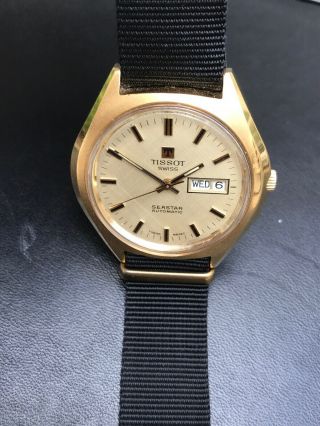 Men ' s Vintage Tissot SWISS MADE SEASTAR Automatic GOLD PLATED Watch Excl.  Cond. 6