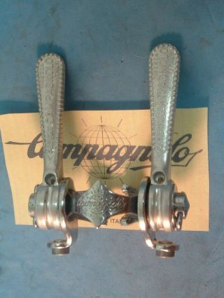 Campagnolo Record 1014 Downtube Shifters Vintage - Clamp - On - Chrome Guides - Vgc