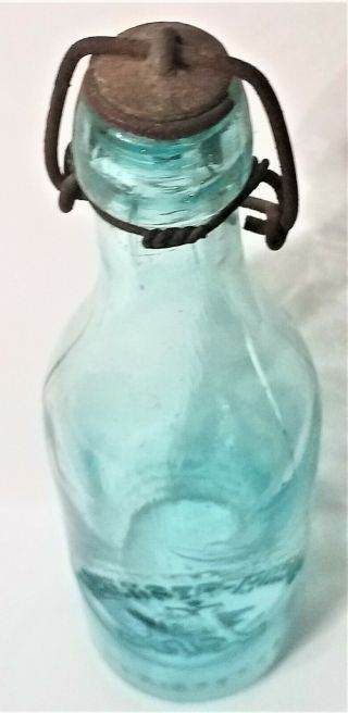 Vintage Anheuser Busch Aqua Glass Bottle Blob Top W/ Stopper. 3
