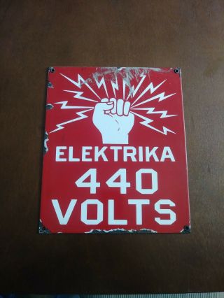 Vintage Elektrika 440 Porcelain Sign