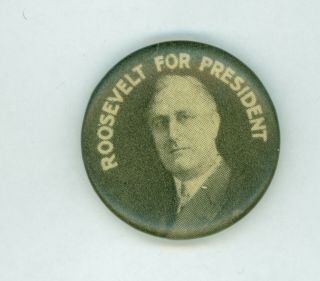 1932 Vintage President Franklin Roosevelt Political Campaign Pinback Button Fdr