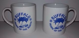 Buffalo Miami Of The North Cups Pair White/blue.  1988 Michael Lee.