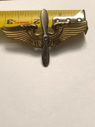 Wwii Usaaf Aviation Pilot Cadet Visor Cap Badge (wings/propeller) 3 " W Screwback