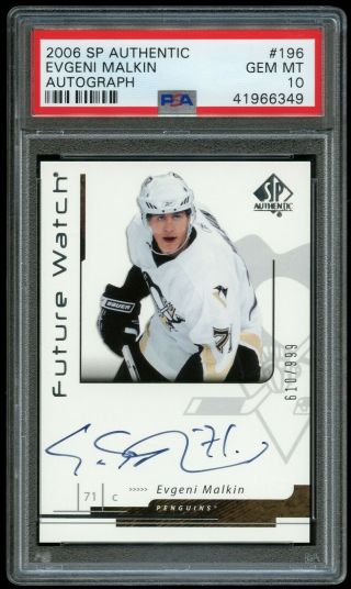 2006 - 07 Sp Authentic Future Watch Auto Rookie Rc /999 Evgeni Malkin Psa 10 Rare