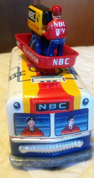 Vintage Cragstan Tin Battery Operated RCA - NBC Mobile Color TV Truck Bus 3