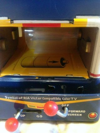 Vintage Cragstan Tin Battery Operated RCA - NBC Mobile Color TV Truck Bus 5