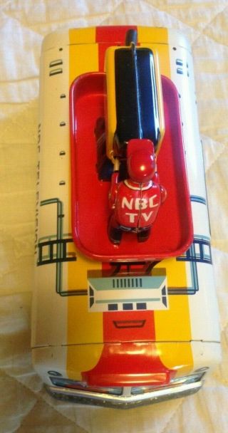 Vintage Cragstan Tin Battery Operated RCA - NBC Mobile Color TV Truck Bus 8