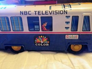 Vintage Cragstan Tin Battery Operated RCA - NBC Mobile Color TV Truck Bus 9