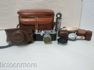 Vintage Canon Camera Grouping E.  P Camera W/ Canon Lens 50mm F:1.  8 & Case
