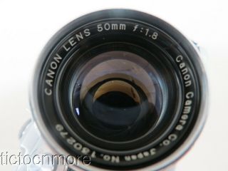 VINTAGE CANON CAMERA GROUPING E.  P CAMERA w/ CANON LENS 50mm f:1.  8 & CASE 5