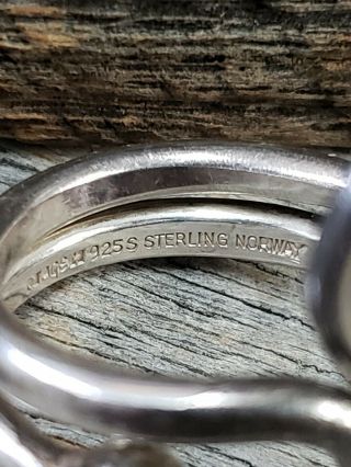 Vintage Anna Greta Eker Norway Modernist Curves & Orbs Sterling Ring Sz.  6 7