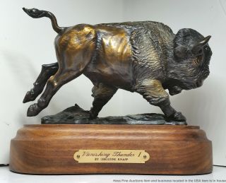 Christine Knapp Bronze Buffalo Bison Sculpture Vanishing Thunder Vintage Wprov