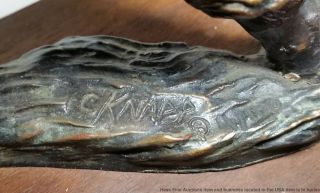 Christine Knapp Bronze Buffalo Bison Sculpture Vanishing Thunder Vintage wProv 2