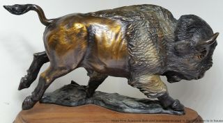 Christine Knapp Bronze Buffalo Bison Sculpture Vanishing Thunder Vintage wProv 3