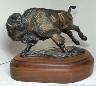 Christine Knapp Bronze Buffalo Bison Sculpture Vanishing Thunder Vintage wProv 4