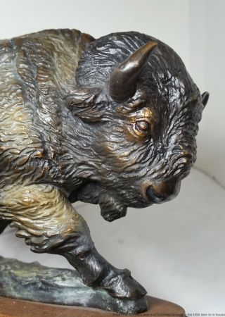 Christine Knapp Bronze Buffalo Bison Sculpture Vanishing Thunder Vintage wProv 5