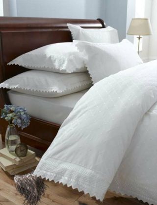 White Vintage Lace Broderie Anglaise Bedding / Duvet Cover Set