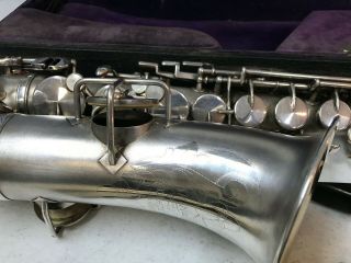 1925 H N White King Alto Saxophone SATIN SILVER RARE 11