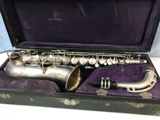 1925 H N White King Alto Saxophone SATIN SILVER RARE 12