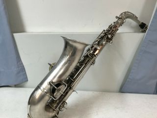 1925 H N White King Alto Saxophone Satin Silver Rare