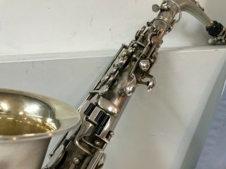 1925 H N White King Alto Saxophone SATIN SILVER RARE 2