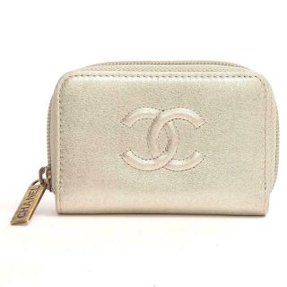 Auth Chanel Cc Zip Coin Case Coin Purse Wallet A68890 Leather Gold Vintage