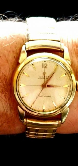 VINTAGE OMEGA AUTO 14K GF SEAMASTER 1/30 10K RPD BAND MEN ' S WATCH - GREAT 2