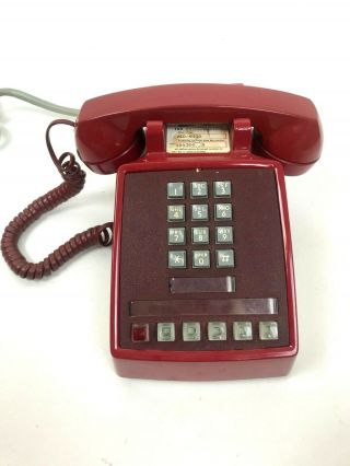 Vtg Desk Telephone Red Office Business Western Bell System Five Line Phone Cord