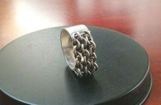 Denmark Kinetic Chain Modernist Vintage Sterling Silver Adjustable Wide Ring